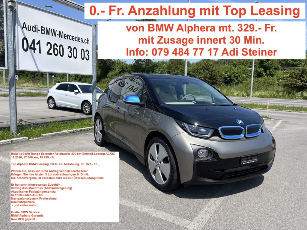 BMW i3 94Ah Range Extender Reichweite 400 km Schnell-Ladung AC/DC